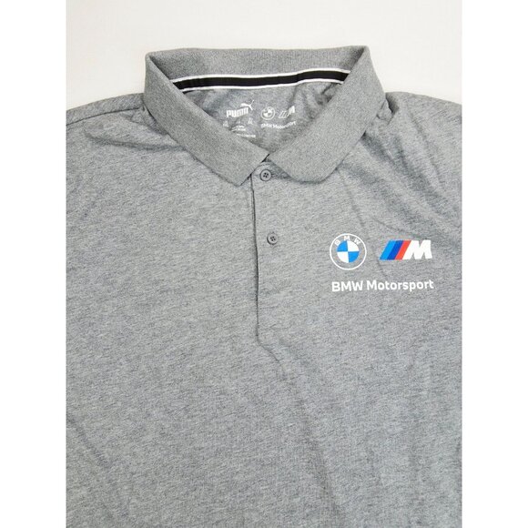 Puma BMW Motorsports Size 2XL Mens Gray Chest Sleeve Logo Short Sleeve Polo - Picture 5 of 10